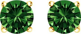 House of Brilliance 14K Gold 1 1/2 Cttw Lab Grown Green Diamond Classic Solitaire Stud Earrings in Yellow at Nordstrom