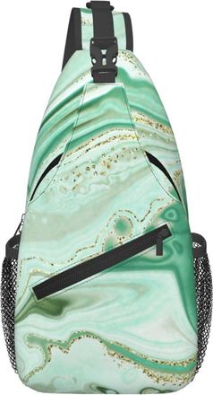 Generic Green Flow Crossbody Bag With Zipper Chest Bag Lightweight Daypack For Camping Women Workout