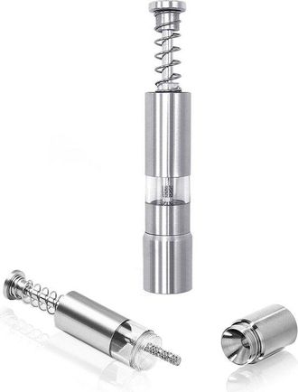 OEM Juego De Molinillos De Sal Y Pimienta De Acero Inoxidable, Recargable Manualmente, Plateado, Blanco, Calidad De Lujo, Grado De Molienda Ajustable