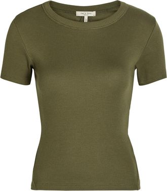 Rag & Bone Rag & Bone Ribbed Stretch-cotton T-shirt - Dark Green - S (UK8-10 / S)