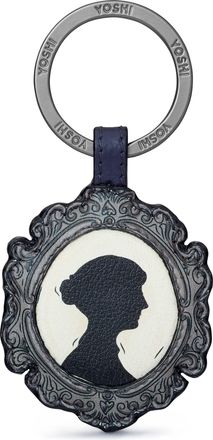Yoshi Jane Austen Bookworm Silhouette Navy Leather Keyring