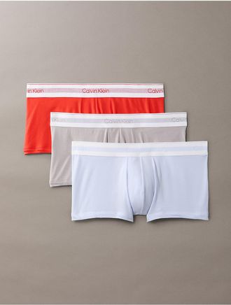Calvin Klein Mens Icon Modal Mesh 3-Pack Low Rise Trunk - Orange - XL