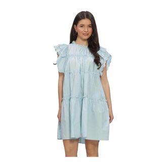 Object Object - Objhope S/L Dress - Dames - Jurken - Blauw - Maat: M Katoen