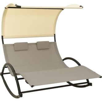 vidaXL Vidaxl - Lettino Prendisole Doppio Baldacchino in Textilene Talpa Crema