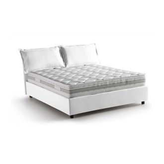 Talamo Italia Dmora - Cama Matrimonial Dcarrar, Cama Contenedor Con Revestimiento De Tela, 100% Made In Italy, Apertura Frontal, Con Colch&oacute;n 160x190 Cm Incluido, Bl