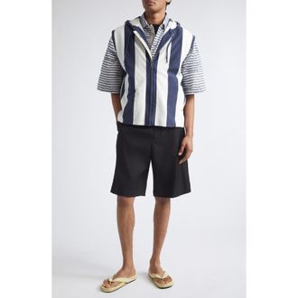 Jacquemus Marini&egrave;re Stripe Sleeveless Hoodie in Jacquard Big Stripes Navy at Nordstrom, Size X-Large
