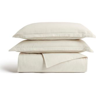 Christy Flannel Marl Brushed Cotton Duvet Cover Sets in Oat at Nordstrom, Size Queen