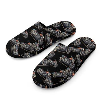 Generic Motorcycle Vintage Mens Cozy Memory Foam Slippers Warm Cotton House Shoes Comfy Slipper for Indoor Outdoor
