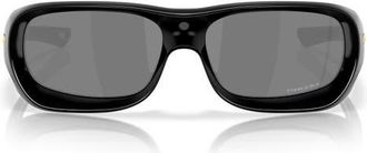 Oakley 59mm Prizm Rectangular Sunglasses in Shiny Black at Nordstrom