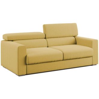 Divani.Store Divani.store - Dylan Sof&aacute; Con Pouf Extra&iacute;ble En Tejido Efecto Algod&oacute;n Impermeable 158 Cm Amarillo