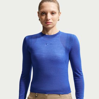 Nike Womens Nike Sportswear Airreverent Long-Sleeve Top in Blue | IQ0429-405