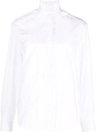 Paco Rabanne Elegante Witte Katoenen Blouse - Dames - Blouses - Wit - M - Katoen - Overhemden