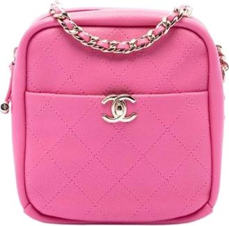 Chanel Pre-owned Mini Quilted Crossbody Bag - Dames - Vintage Mini Tas - Roze - ONE Size - Leer - Vintage