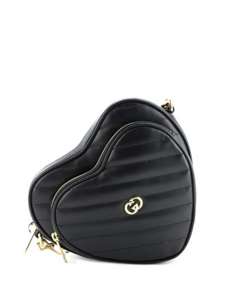 Gucci Interlocking G Heart Diagonal Quilted Leather Mini shoulder bag - Zwart