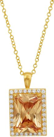 Savvy Cie Jewels STERLING SILVER.925 WHITE CZ EMERALD CUT PENDANT NECKLACE