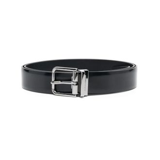Dolce & Gabbana Patent Leather Belt for Men in Black with Sleek Squared Buckle