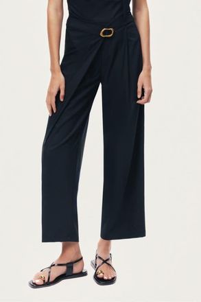Nocturne Asymmetric Buckle Detail Pants in Black at Nordstrom, Size X-Large Eu