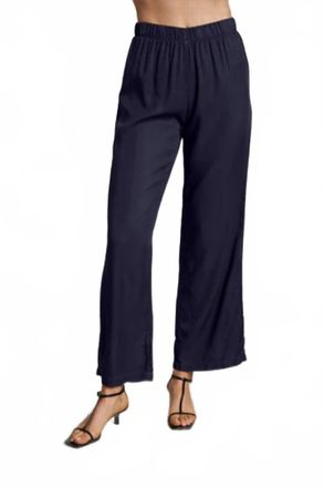 perfectwhitetee Hana Tencel Straight Leg Pants In Navy