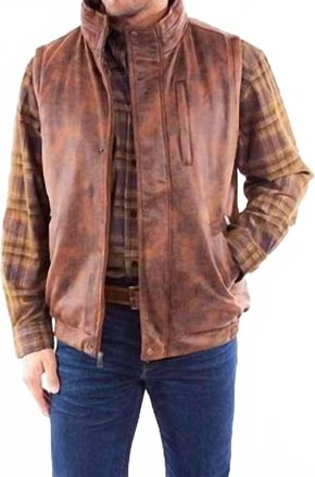 Scully Mole Skin Vest With Pockets In Brown