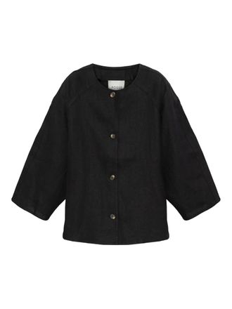 Poss&eacute; Olivia buttoned top - women - Linen/Flax - S - Black