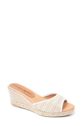 Patricia Green Sienna Raffia Espadrille Wedge Sandal in Silver at Nordstrom, Size 9