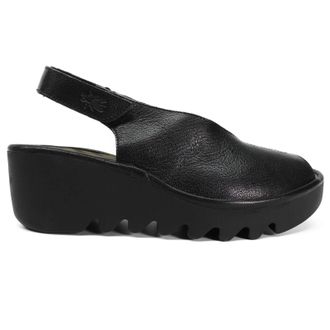 FLY London BAYE386FLY Mousse Leather Womens Slides Sandals - Black - Size:UK 4