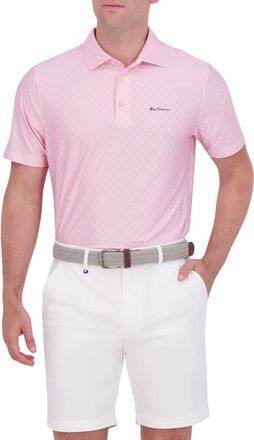 Ben Sherman Checkered Print Stretch Tech Polo in Pink at Nordstrom Rack, Size X-Large