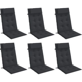 vidaXL Cojines De Silla Con Respaldo Alto 6 Uds Tela Oxford Negro Vidaxl