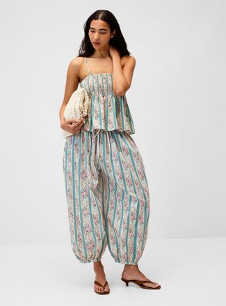 Twik Womens Floral poplin barrel-leg pant