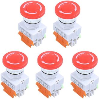 OEM Pulsadores De Parada De Emergencia Ac 660v 10a 1no 1nc Dpst Con Tapa Roja Tipo Hongo