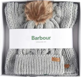 Barbour Penshaw Muts & Sjaal Set - Dames - Hoeden - Grijs - ONE Size - Tweed - Accessoires