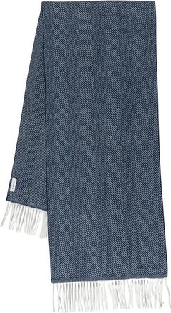 Lanvin Visgraat Sjaal met Franjes - Dames - Wintersjaals - Blauw - ONE Size - Wol - Accessoires