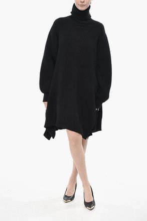 Yohji Yamamoto Vestito a Collo Alto in Maglia Yohji Yamamoto
