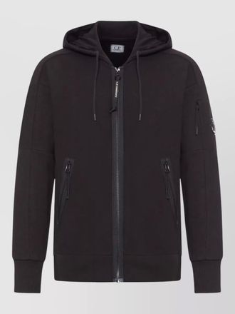 C.P. Company hooded fleece zip jacket logo detail