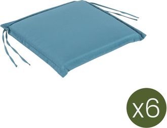 ED&Egrave;N JARD&Iacute; Pack de 6 cojines asiento para silla de jard&iacute;n turquesa 42x40x3 cm