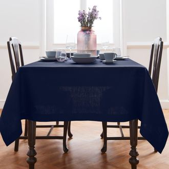 Solino Home Linen Tablecloth for Dining Table, Holiday and Everyday Table Decor - Diana in Navy at Nordstrom, Size Large