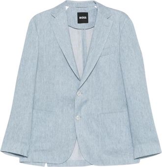 HUGO BOSS Slim-fit Jas in Linnenmix - Heren - Blazers - Blauw - XL - Linnen - Jassen