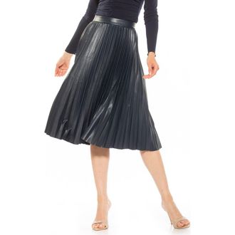 Alexia Admor Luca High Waist Pleated Faux Leather Skirt in Navy at Nordstrom Rack, Size X-Large