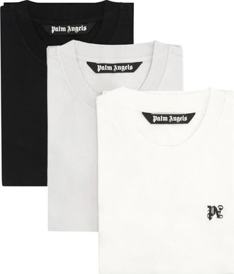 Palm Angels Set van drie T-shirts met ronde hals van katoen - Heren - T-shirts - Veelkleurig - XS - Katoen - Tops