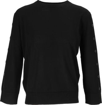 Kangra Cashmere Crewneck With Open Sleeves Buttoned Crewneck Sweater