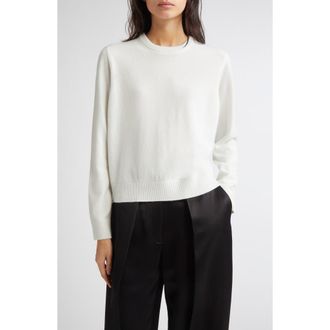 Johnstons of Elgin Classic Cashmere Crewneck Sweater in Zinc White at Nordstrom, Size Medium