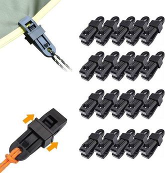 OEM 20 Clips Para Lona, Clips De Lona De Resistencia Agarre Seguro, Clips Pl&aacute;stico Tela Sombra, Abrazaderas Reutilizables Toldos Exteriores (negro)