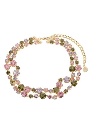 Self Portrait Multi Multi Crystal Heart-Shaped Necklace