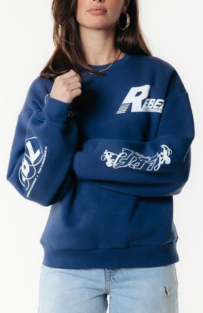 Colourful rebel Logos Dropped Shoulder Sweat in Deep Cobalt at Nordstrom, Size X-Large Eu