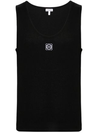 Loewe Anagram-embroidered ribbed cotton tank top - Black