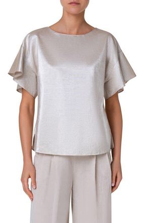 Akris Boxy Drop Shoulder Satin Top in Gold at Nordstrom, Size 8