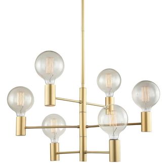 Netlighting Modern Hanging Pendant Fixed Golden Matt 6 Light E27 in Gold