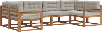vidaXL Conjunto De Sof&aacute;s De Exterior 6 Uds. Gris Natural Y Claro Vidaxl