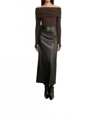 Enza Costa Cashmere Long Sleeve Off-Shoulder Top In Dk Brown