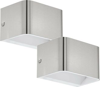 Loops 2 PACK Wall Light Colour Satin Nickel Front Cover Box Structure LED 6W Included